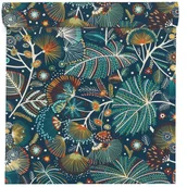 Tapety - Rasch Tapeta Liście 461862 granatowo-zielona winylowa na flizelinie - miniaturka - grafika 1