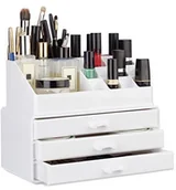 Kosmetyczki, organizery i kuferki - Relaxdays organizer na kosmetyki, mały, 2-częściowy, z szufladami, możliwość ustawiania jeden na drugim, wielokolorowy 10023137_49 - miniaturka - grafika 1