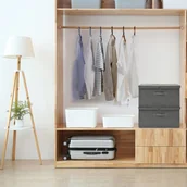 Pudła i pojemniki do przechowywania - vidaXL vidaXL Pojemniki, 2 szt., tkanina, 50x30x25 cm, antracytowe - miniaturka - grafika 1