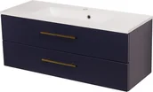 Szafki łazienkowe - Gante Szafka wisząca z umywalką granatowy mat 100 cm Belli Gold BEL-GN-U100/39/2+KIDDY-80 - miniaturka - grafika 1