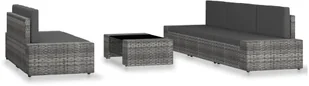 vidaXL 6 częściowy zestaw wypoczynkowy do ogrodu rattan PE szary 3054600 3054600 - Meble ogrodowe - miniaturka - grafika 3