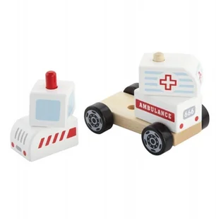 VIGA TOYS Drewniane Klocki Ambulans Karetka Pojazd Auto Pogotowie 50204 - Samochody i pojazdy dla dzieci - miniaturka - grafika 2