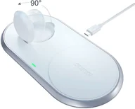 Ładowarki do telefonów - Apple Choetech Choetech ładowarka bezprzewodowa Qi 2w1 do smartfonów / Watch ze stojakiem (MFI) USB Typ C biały (T317) T317 - miniaturka - grafika 1