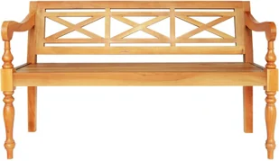 vidaXL Ławka Batavia, 136 cm, lite drewno mahoniowe, jasnobrązowa vidaXL - Ławki do przedpokoju - miniaturka - grafika 3