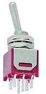 Podzespoły elektroniczne - Velleman Przełącznik dźwigniowy VERTICAL SUBMINIATURE TOGGLE SWITCH DPDT ON-ON - PCB TYPE / NO THREAD TS-5E - miniaturka - grafika 1
