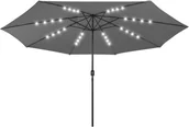 Parasole ogrodowe - vidaXL Parasol ogrodowy z LED i metalowym słupkiem, 400 cm, antracyt 312532 - miniaturka - grafika 1