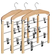 Wieszaki do szafy - Relaxdays Rock wieszak wielokrotnie, drewno do spodni, wieszak na ubrania antypoślizgowa, 45,5 x 39 x 2,5 cm, różne liczby HBT, opakowanie 3 szt. 10021851_304 - miniaturka - grafika 1