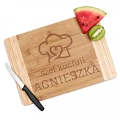 Gadżety dla niej i dla niego - Murrano Bambusowa Deska do Krojenia z Grawerem Szef Kuchni DSK-BMB2-017 - miniaturka - grafika 1