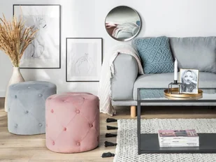 Beliani Puf welurowy 40 cm szary COROLLA - Taborety i hokery - miniaturka - grafika 2