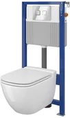 Stelaże i zestawy podtynkowe do WC - Cersanit Set B29 Aqua Zestaw Toaleta WC podwieszana 54x36,5 cm CleanOn bez kołnierza z ukrytym mocowaniem z deską sedesową wolnoopadającą i stelażem pneumatycznym Aqua 52 biały S701-321 odbiór osob - miniaturka - grafika 1