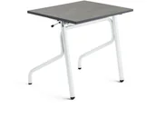 Meble do szkół i przedszkoli - AJ Produkty Biurko szkolne z regulacją wysokości ADJUST, 700x600 mm, linoleum, ciemny szary, biały - miniaturka - grafika 1
