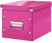 Pudła i pojemniki do przechowywania - Leitz 60430001 pudło do przechowywania Click i Store, szary karton, różowy średni 61090023 - miniaturka - grafika 1