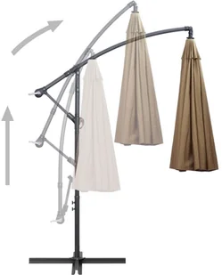 vidaXL Wiszący parasol ogrodowy taupe 3 m słupek aluminiowy 47223 - Parasole ogrodowe - miniaturka - grafika 6