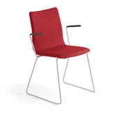 Fotele i krzesła biurowe - AJ Krzesło konferencyjne Ottawa podłokietniki czerwona tkanina szary 137763 - miniaturka - grafika 1