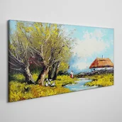 Obrazy i zdjęcia - PL Coloray Obraz Canvas wieś drzewa chmury 140x70cm - miniaturka - grafika 1