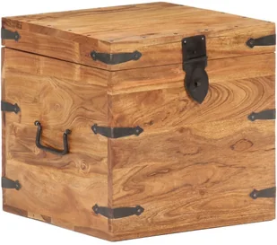 vidaXL Skrzynia, 40x40x40 cm, lite drewno akacjowe vidaXL - Pudła i pojemniki do przechowywania - miniaturka - grafika 10
