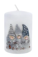 Oświetlenie świąteczne - SWIECE ARTMAN Boże Narodzenie Świeca ozdobna Gnomy walec mały biały 1szt - miniaturka - grafika 1