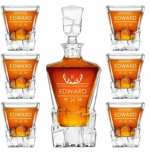 Murrano Karafka Ice Blink i 6 szklanek z grawerem dla konesera whisky KARIB_6xSZIB-036 - Karafki - miniaturka - grafika 12