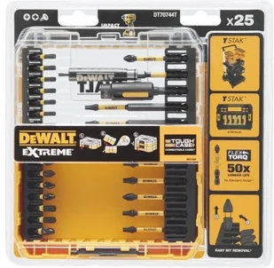 DeWALT zestaw 25 szt. końcówek udarowych 1/4" IMPACT TORSION EXTREME, DeWALT [DT70744T] DT70744T-QZ - Nasadki do elektronarzędzi - miniaturka - grafika 2