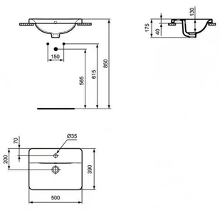Ideal Standard Connect 50x39 E504301 - Umywalki - miniaturka - grafika 2