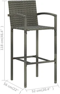 vidaXL 5-cz zestaw mebli barowych do ogrodu szary 3064871 - Pozostałe meble ogrodowe - miniaturka - grafika 8