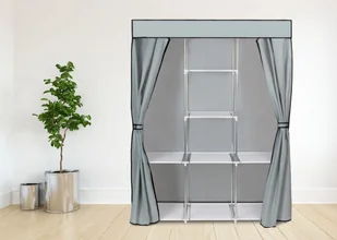 Szafa tekstylna z 8 półkami SONIA Szara z kurtyną 5902340321133 - Szafy - miniaturka - grafika 6