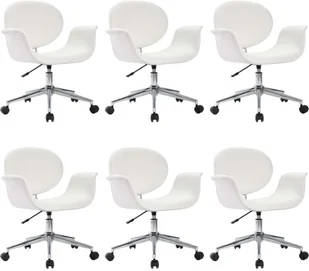 vidaXL Obrotowe krzesła stołowe, 6 szt., białe, sztuczna skóra 3054859 - Krzesła - miniaturka - grafika 18
