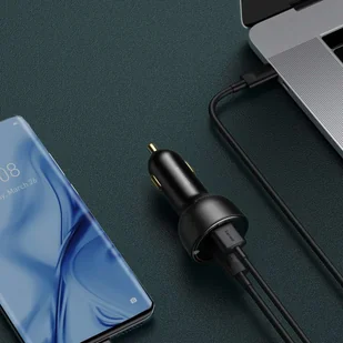 Baseus Ładowarka samochodowa Baseus Superme USB USB-C 100W + kabel USB-C(czarna) TZCCZX-01 - Ładowarki samochodowe - miniaturka - grafika 8