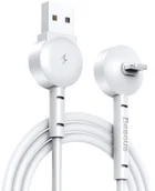 Kable USB - Baseus Maruko kabel USB / Lightning z bocznym wtykiem i funkcją podstawki 2.1A biały (CALQX-02) CALQX-02 - miniaturka - grafika 1