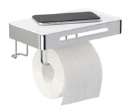 Stojaki i wieszaki na papier toaletowy - Wenko Uchwyt na papier toaletowy PREMIUM PLUS z półką 2 w 1 22776100 - miniaturka - grafika 1