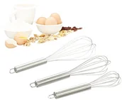 Przybory do gotowania - Relaxdays trzepaczka do ubijania piany 3-częściowy zestaw ręczników trzepaczka ze stali nierdzewnej, Mini naganiaczy, nadaje się do mycia w zmywarce, 3 rozmiary-częściowy, srebrna, 30.5 x 7 x 7 cm 10022320 - miniaturka - grafika 1