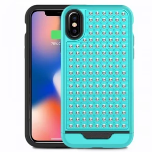 Zizo Star Diamond Hybrid Cover Etui iPhone X (Teal/Black) 888488284378 - Etui i futerały do telefonów - miniaturka - grafika 2