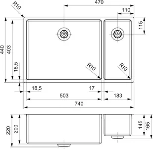Reginox NEW YORK 50x40 + 18x40 - Zlewozmywaki - miniaturka - grafika 2