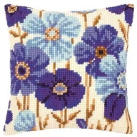 Poduszki dekoracyjne - Vervaco vervaco PN-0145051 poduszka ze wzorem krzyżykowym ukwiały, niebieski PN-0145051 - miniaturka - grafika 1