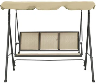 vidaXL Huśtawka ogrodowa z baldachimem, antracytowo-piaskowa 313325 - Huśtawki - miniaturka - grafika 3