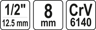 Yato ADAPTER DO BITÓW 1/2"""" 8MM YT-12951 - Bity - miniaturka - grafika 3