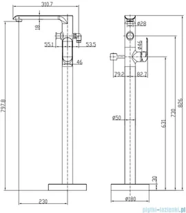 Omnires Sacramento bateria wannowa wolnostojąca czarny mat SC2333XBL - Baterie wannowe i prysznicowe - miniaturka - grafika 2