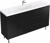 Szafki łazienkowe - Furni Szafka z Umywalką Stojąca ETHOS 140 cm D BLACK ETHC UM ST 140 D - miniaturka - grafika 1