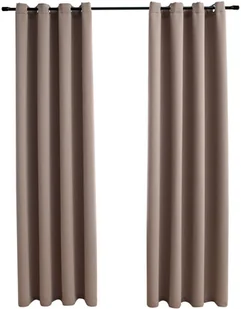 vidaXL Zasłony zaciemniające z metalowymi kółkami, 2 szt., taupe - Zasłony - miniaturka - grafika 2