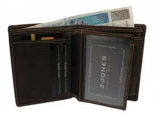 Jennifer Jones Portfel Męski Skóra Włoska Pionowy Bez Zapięcia JJ5333 - Portfele - miniaturka - grafika 2