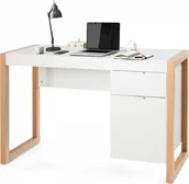 Biurka - Costway Biurko  Biurko loftowe z 2 szufladami HW65885WH - miniaturka - grafika 1