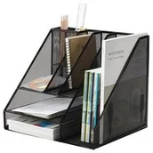 Przyborniki na biurko - Q-CONNECT Organizer z przybornikiem Office Set, metalowy, A4, czarny KF18473 - miniaturka - grafika 1