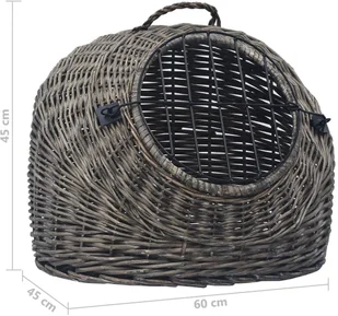VidaXL Transporter dla kota, szary, 60x45x45 cm, naturalna wiklina 170906         VidaXL - Transportery dla kotów - miniaturka - grafika 8