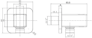 OMNIRES złącze kątowe z uchwytem 8815BL kolor czarny - Akcesoria do armatury i ceramiki - miniaturka - grafika 2
