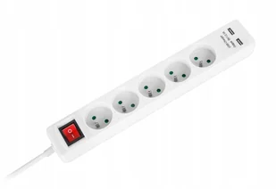 Przedłużacz Elektryczny 5 Gniazd +2xUSB 5,0m 4046 - Listwy zasilające - miniaturka - grafika 2