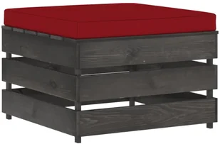 vidaXL Modułowy stołek z poduszką impregnowane na szaro drewno 3068141 - Pufy i podnóżki - miniaturka - grafika 3