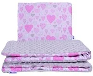 Kołdry i poduszki dla dzieci - Kołderka Kołderka 75x100 cm + poduszka 30x40 cm Serca różowe+szare minky 5902768189247 - miniaturka - grafika 1
