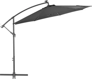 vidaXL Parasol wiszący z LED i stalowym słupkiem, 300 cm, antracytowy - Parasole ogrodowe - miniaturka - grafika 2