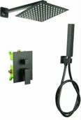 Baterie wannowe i prysznicowe - STELLMAN Bateria Natryskowa Prysznicowa QATRO Podtynkowa z Deszczownicą 30 CZARNA 9011PT30b - miniaturka - grafika 1
