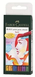 Faber-Castell Pisaki artystyczne PITT ARTIST PEN B - BASIC - 6 kolorów 167103 - Flamastry - miniaturka - grafika 2